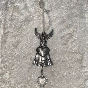 Silver Angel Ornament with Heart Charm